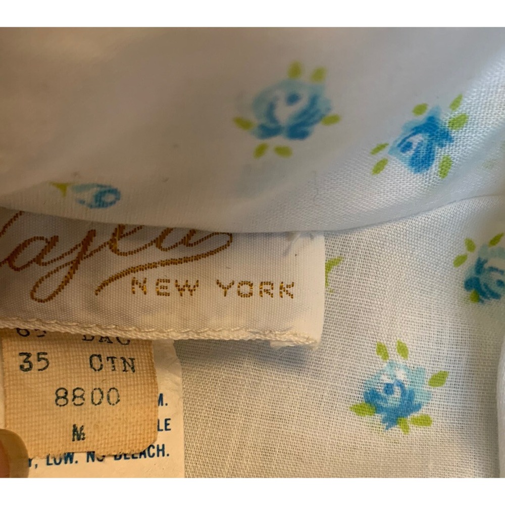 Vintage Najla New York Night Shirt Dainty Blue Floral Cotton Dacron M USA NOS - Picture 10 of 11